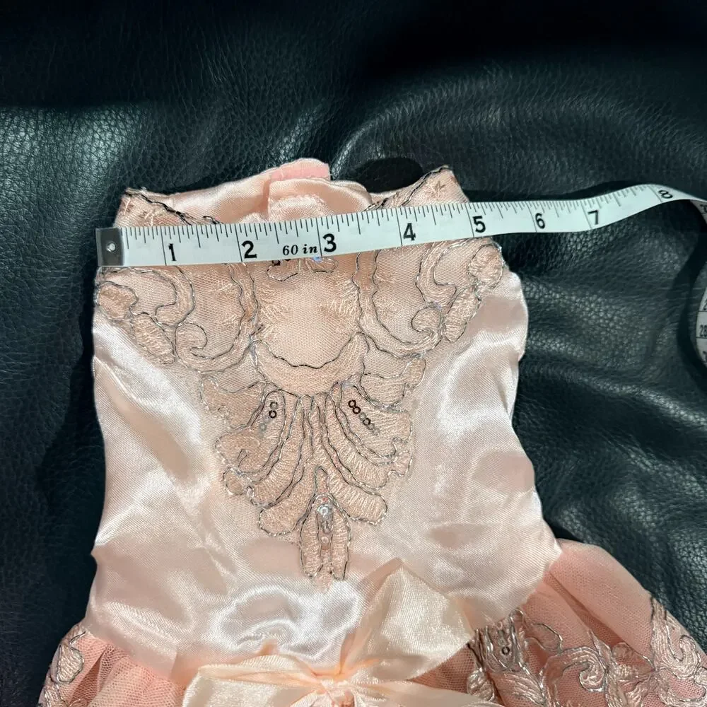 Buffy Pet Home Pink Lace Dog Dress Sequin Silver Embroidery Bow Wedding Small